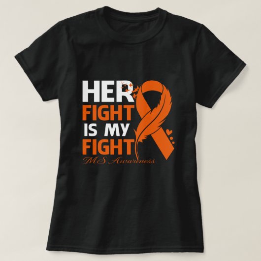 Her Fight Is My Fight MS AWARENESS Feather T-shirt (Design voorkant)