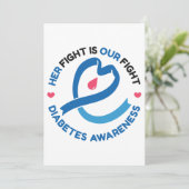 Her Fight Is Our Fight – Diabetes Awareness Kaart (Staand voorkant)