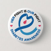Her Fight Is Our Fight – Diabetes Awareness Ronde Button 5,7 Cm (Voorkant)
