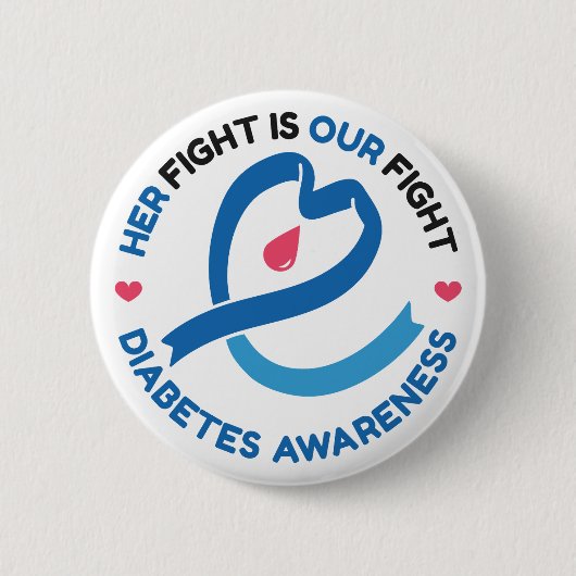 Her Fight Is Our Fight – Diabetes Awareness Ronde Button 5,7 Cm (Voorkant)