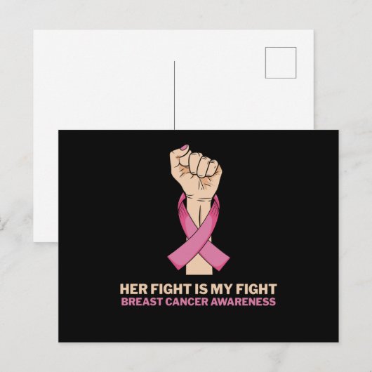Her Fight My Fight Family Matching Breast Cancer Briefkaart (Voorkant / Achterkant)