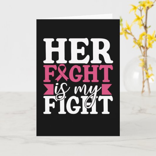 Her Fight My Fight Family Matching Breast Cancer Kaart (Gele Bloem)