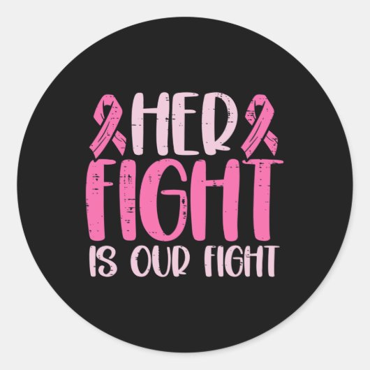 Her Fight Our Fight Family Breast Cancer Awareness Ronde Sticker (Voorkant)