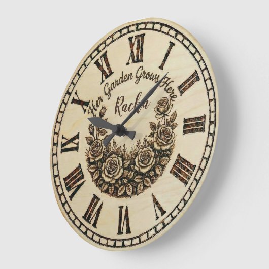 Her Garden Grows Here | Custom Name wall clock Grote Klok (Hoek)