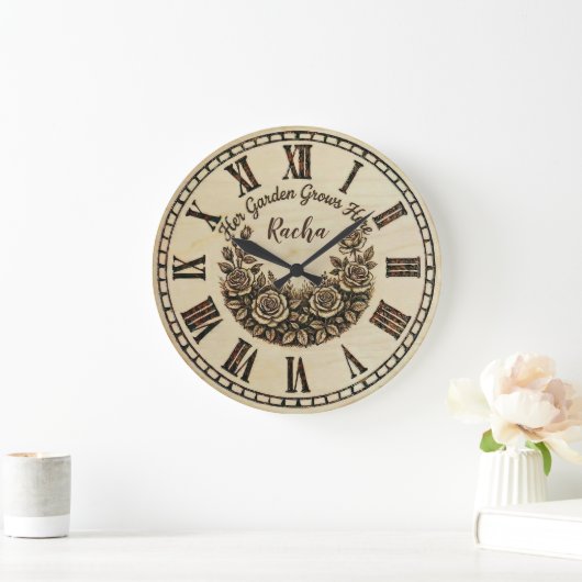 Her Garden Grows Here | Custom Name wall clock Grote Klok (Huis)