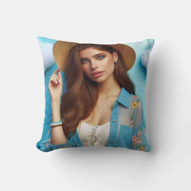 "Her gaze shines brighter than summer　クッション Kussen (Voorkant)