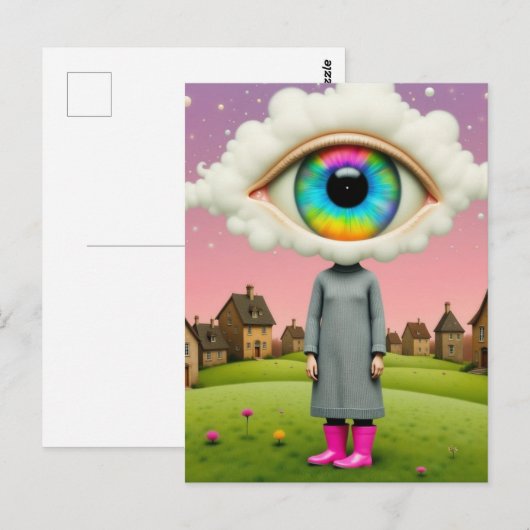 Her head in the clouds surreal art briefkaart (Voorkant / Achterkant)