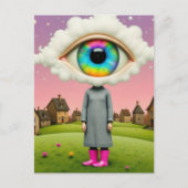 Her head in the clouds surreal art briefkaart (Voorkant)