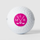 Her Hot Pink Modern Monogram Mark Golfballen (Voorkant)