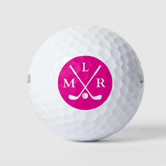 Her Hot Pink Modern Monogram Mark Golfballen (Voorkant)