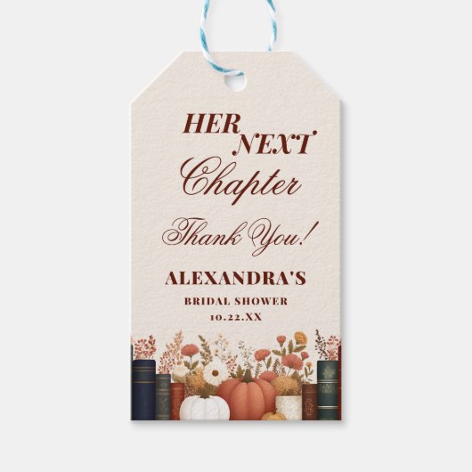 Her Next Chapter Book Theme Bridal Shower Favor Cadeaulabel (Voorkant)
