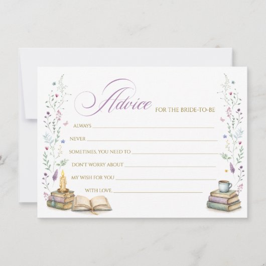 Her Next Chapter Bridal Shower Advice Card Kaart (Voorkant)