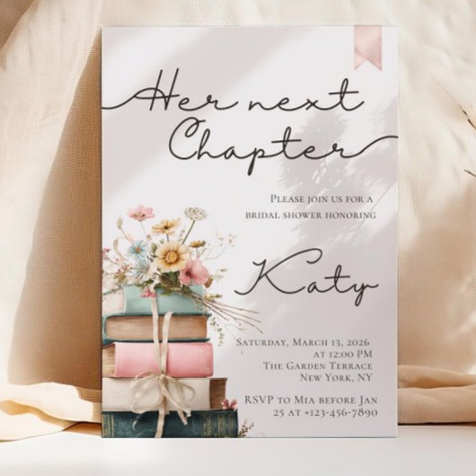 Her Next Chapter Bridal Shower Invitation, Book  Kaart