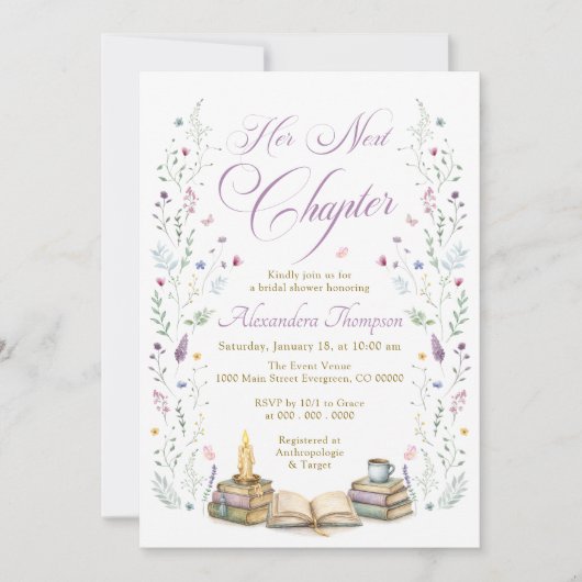 Her Next Chapter Bridal Shower Kaart (Voorkant)