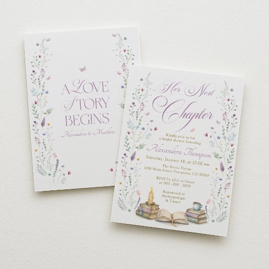 Her Next Chapter Bridal Shower Kaart