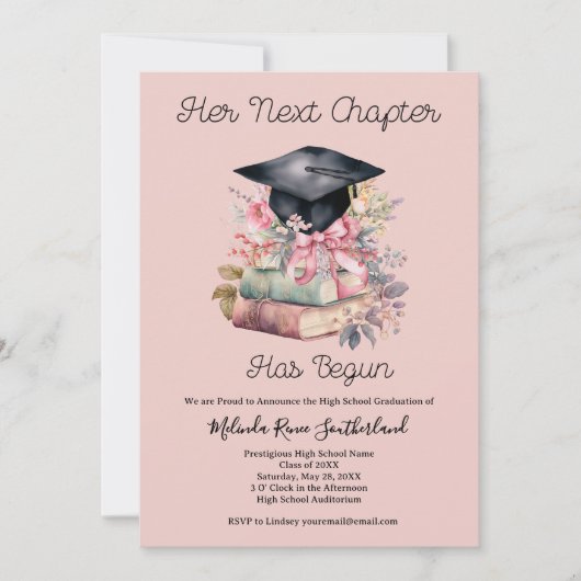 Her Next Chapter Graduation Announcement Kaart (Voorkant)
