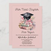 Her Next Chapter Graduation Announcement Kaart (Voorkant / Achterkant)