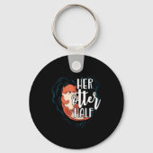 Her Otter Half Pun Romantic Couple Valentine's Day Sleutelhanger (Voorkant)