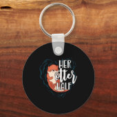Her Otter Half Pun Romantic Couple Valentine's Day Sleutelhanger (Voorkant)