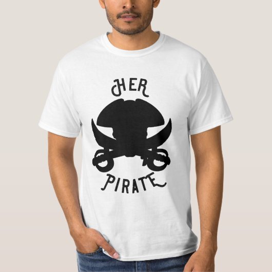HER Pirate Black Crossbones Skull & Sword White T-shirt (Voorkant)