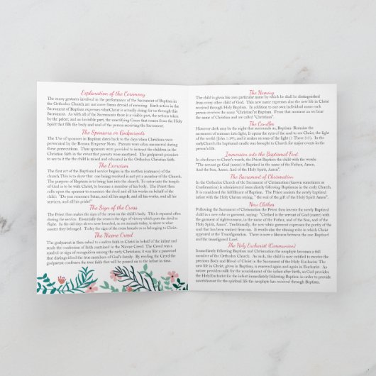 Hera Grieks-orthodoxe kerkbaptisme-programma Programma (Binnen)