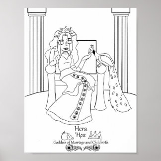 Hera kleurplaat afdrukken poster