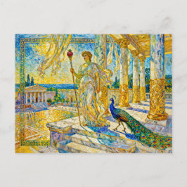 Hera met Pauw en Granaatappel Scepter in Tempel Briefkaart
