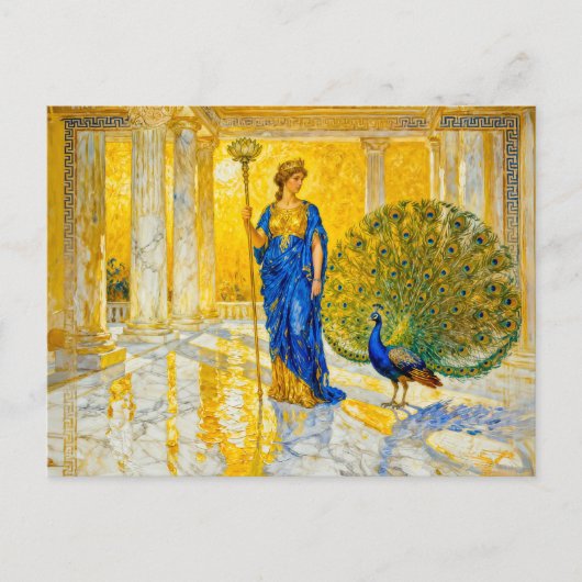 Hera met pauw en scepter in de grote tempelhal briefkaart (Voorkant)