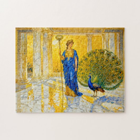 Hera met Pauw en Scepter in de Grote Tempelhal Legpuzzel (Horizontaal)