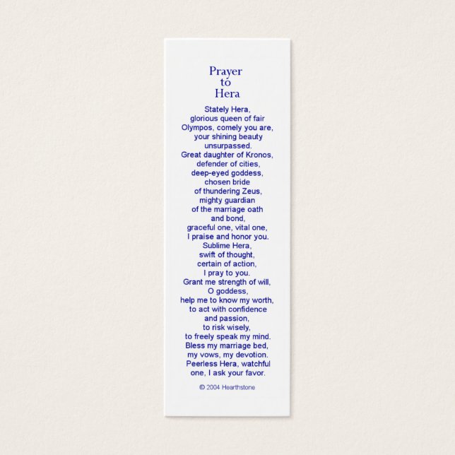 Hera Prayer Kaart (Voorkant)