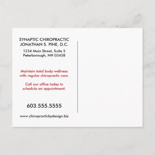 Heractivering van Chiropractic Word Collage Reacti Briefkaart (Achterkant)