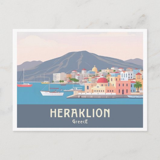 Heraklion Greece Pastel Travel – Venetian Harbor Briefkaart (Voorkant)