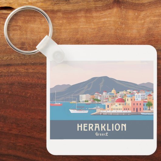 Heraklion Greece Pastel Travel – Venetian Harbor Sleutelhanger (Voorkant)