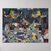 Heraklion Harbor in abstract Hundertwasser style Poster (Voorkant)