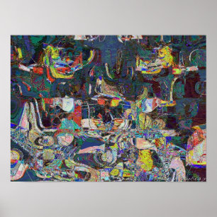 Heraklion Harbor in abstract Hundertwasser style Poster