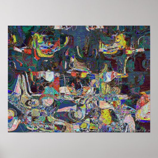 Heraklion Harbor in abstract Hundertwasser style Poster (Voorkant)