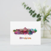 Heraklion skyline in watercolor briefkaart (Staand voorkant)