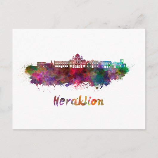 Heraklion skyline in watercolor briefkaart (Voorkant)