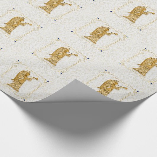 Herald Angels in Gold Hues op witte kerst Cadeaupapier (Hoek)