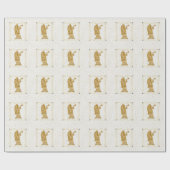 Herald Angels in Gold Hues op witte kerst Cadeaupapier (Vlak)