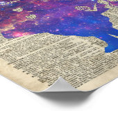 Herald Paarse Rabbit Stencil over oude boekpagina Poster (Hoek)