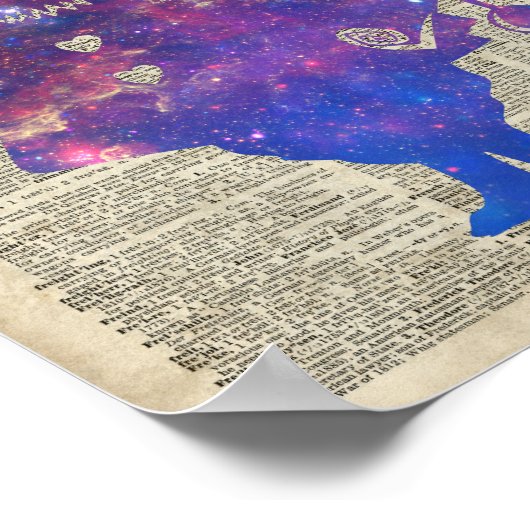 Herald Paarse Rabbit Stencil over oude boekpagina Poster (Hoek)