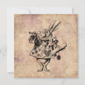 Herald White Rabbit Alice in Wonderland Floral Feestdagenkaart (Voorkant)