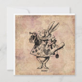 Herald White Rabbit Alice in Wonderland Floral Feestdagenkaart (Achterkant)