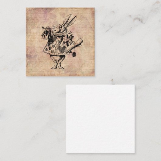 Herald White Rabbit Alice in Wonderland Floral Informatiekaartje (Voorkant / Achterkant)