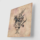 Herald White Rabbit Alice in Wonderland Floral Vierkante Klok (Hoek)