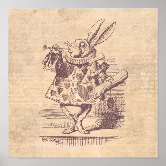 Herald White Rabbit  Alice in Wonderland Poster (Voorkant)