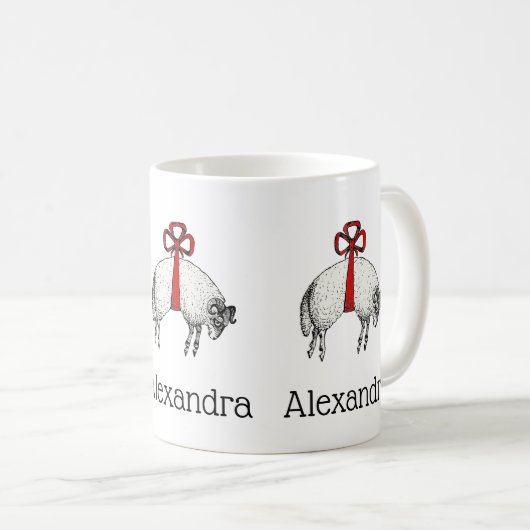 Heraldic Banded Fleece Ram Sheep Crest Embleem Koffiemok (Voorkant rechts)
