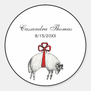 Heraldic Banded Fleece Ram Sheep Crest Embleem Ronde Sticker