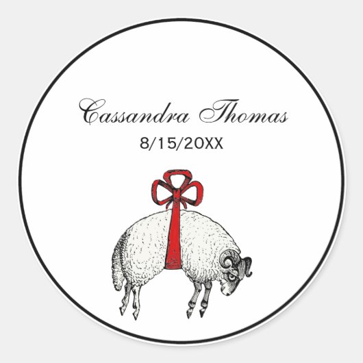 Heraldic Banded Fleece Ram Sheep Crest Embleem Ronde Sticker (Voorkant)